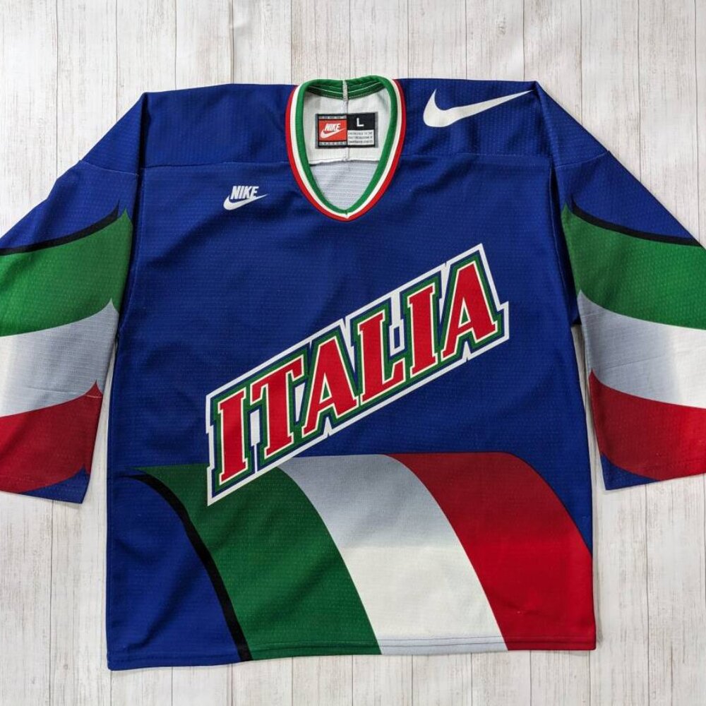 Nike - Team Italy Italia National Mens Hockev vintage jersey (1996) IIHF WC RARE